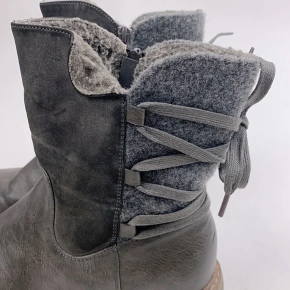 Patrizia By Spring Step Dawna Grey Multi Boots Size 39 (8-8.5) Gray Zip Sherpa - Picture 5 of 14
